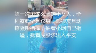 第一次见这么骚的小女人，全程露脸全是纹身，跟狼友互动撩骚听指挥，抽着小烟自己抠逼，撅着屁股求出入平安